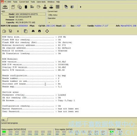 PC-3000 for HDD.西部数据硬盘服务区31模块 (translator) 损坏的数据恢复