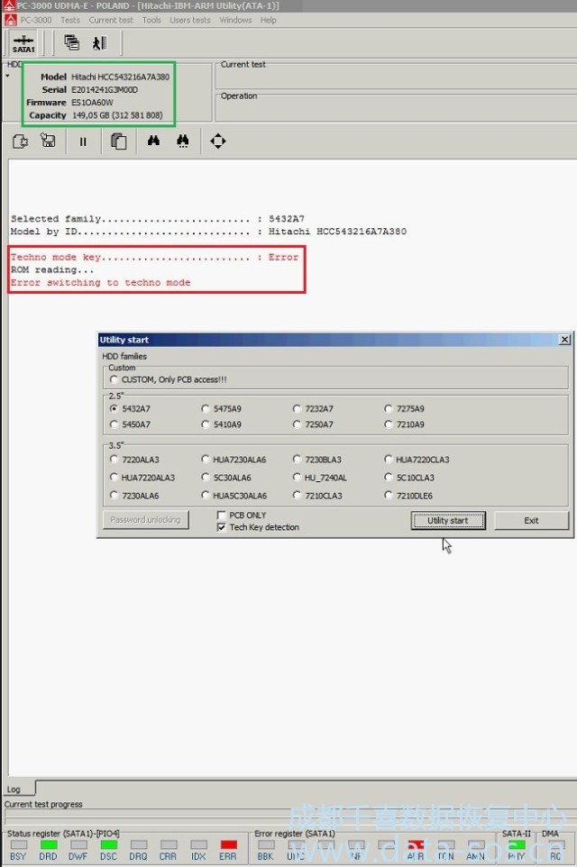 PC-3000 for HDD. Hitachi ELSIL HCC drives unlocking